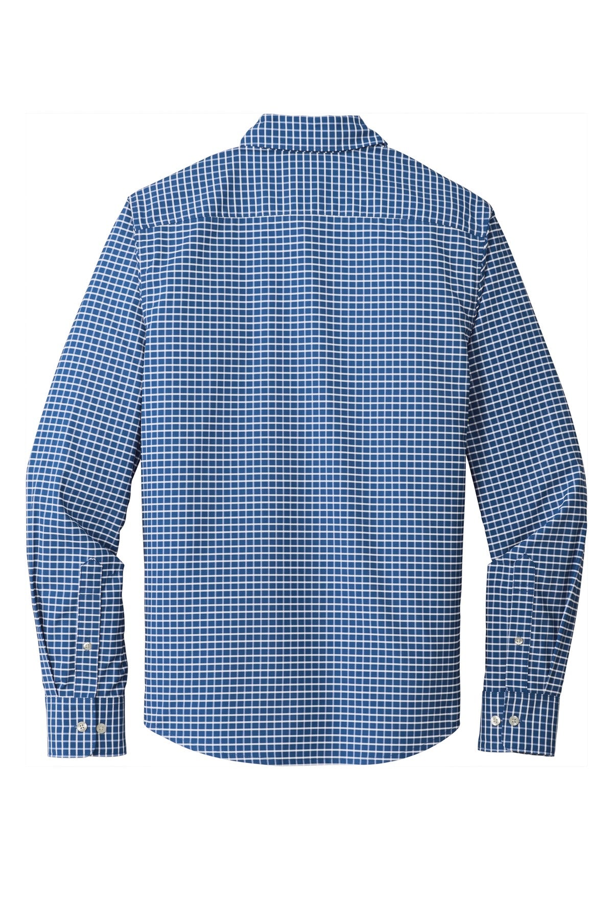Rear View of True Blue/Wht Port Authority City Stretch Shirt W680