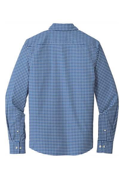 Rear View of True Blue/Wht Port Authority City Stretch Shirt W680