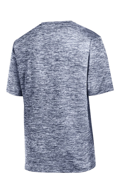 Rear View of True Navy Elec Sport-Tek Youth PosiCharge Electric Heather Tee. YST390