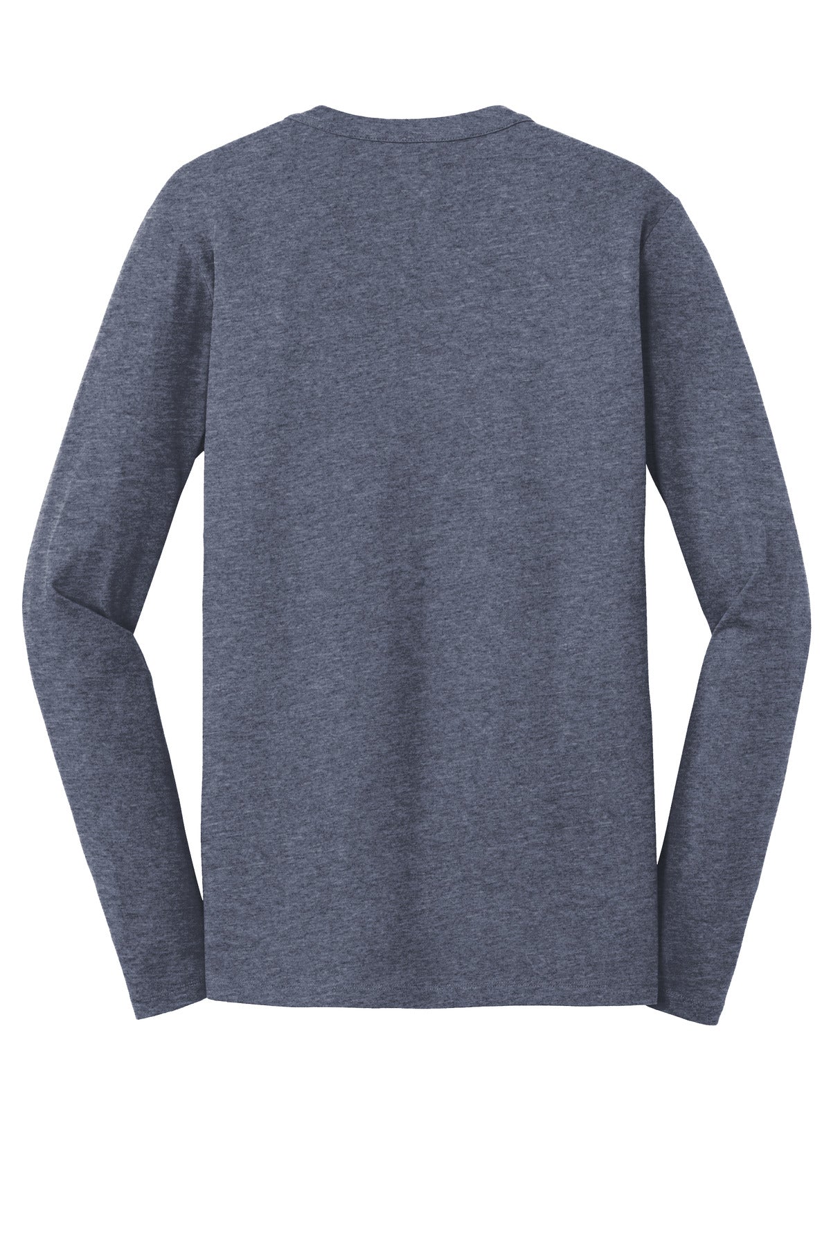 Rear View of True Navy Hthr New Era Heritage Blend Long Sleeve Crew Tee. NEA102