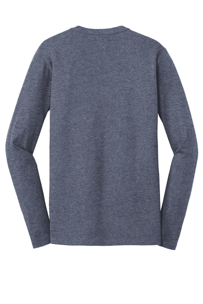 Rear View of True Navy Hthr New Era Heritage Blend Long Sleeve Crew Tee. NEA102