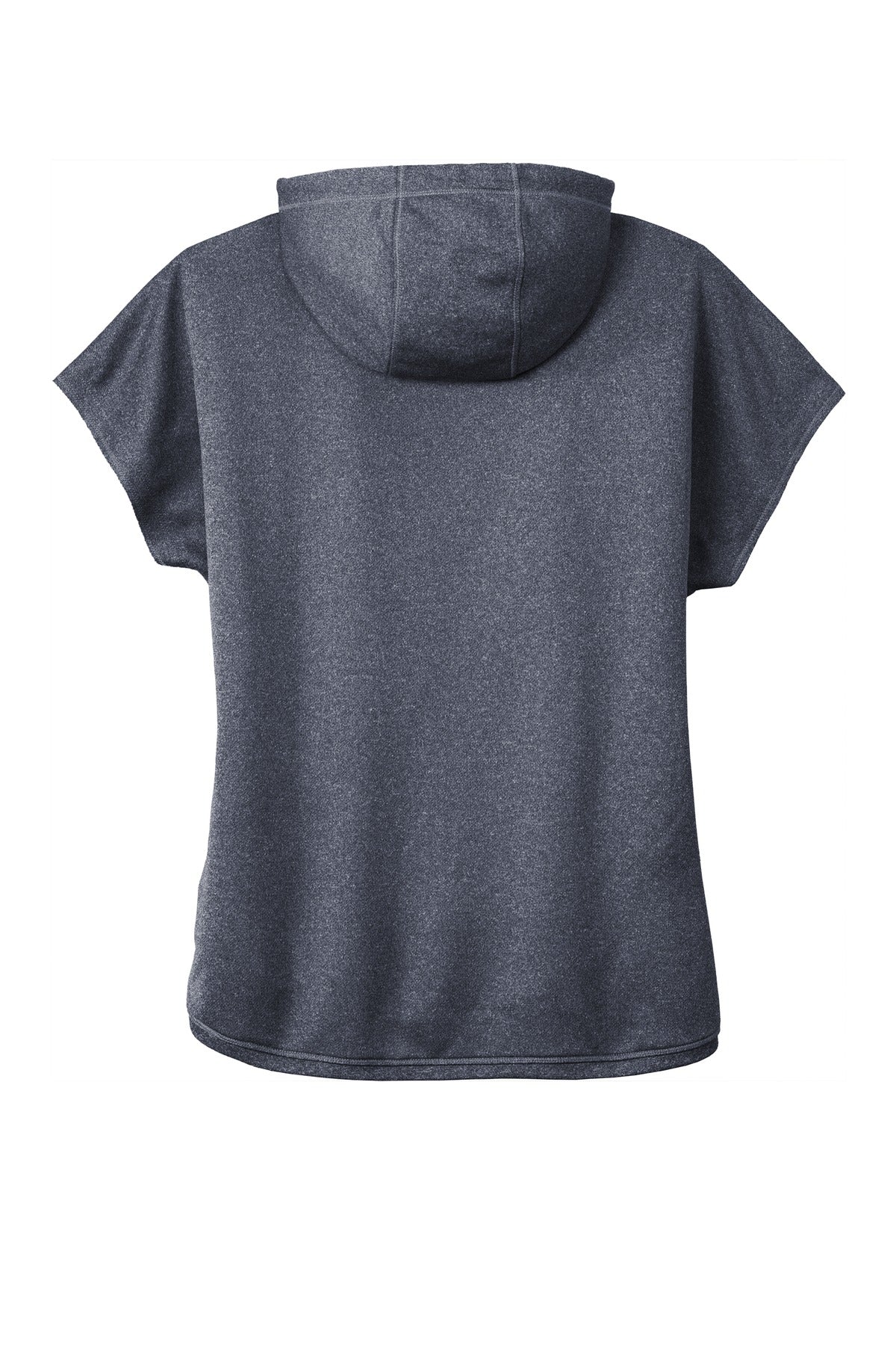 Rear View of True Navy Hthr New Era Women's Performance Terry Short Sleeve Hoodie LNEA533