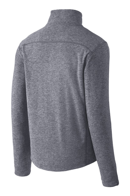 Rear View of True Navy Hthr Port Authority Heather Microfleece Full-Zip Jacket. F235