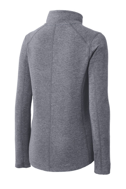 Rear View of True Navy Hthr Port Authority Women's Heather Microfleece Full-Zip Jacket. L235
