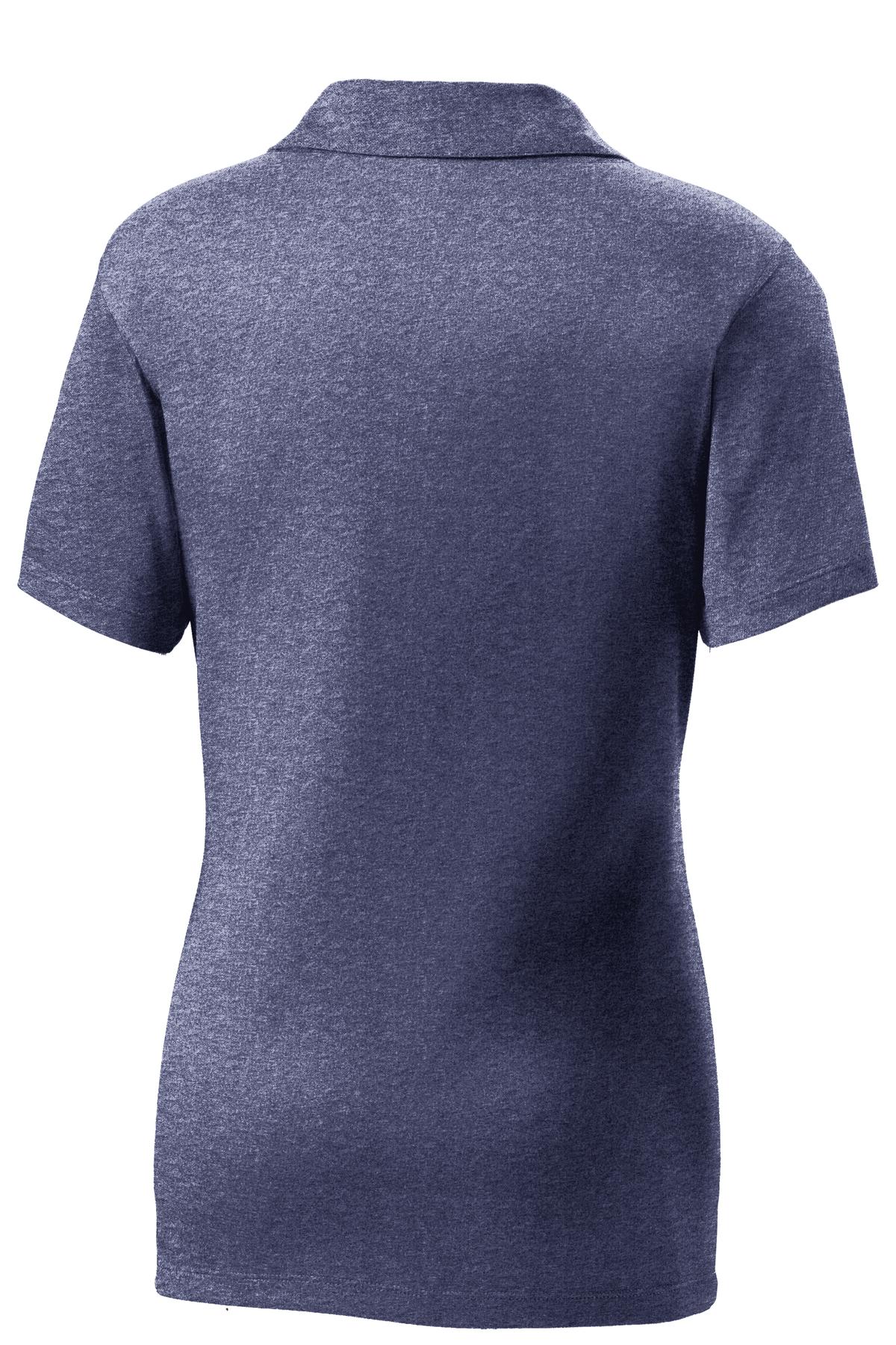 Rear View of True Navy Hthr Sport-Tek Women's Heather Contender Polo. LST660