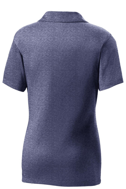 Rear View of True Navy Hthr Sport-Tek Women's Heather Contender Polo. LST660