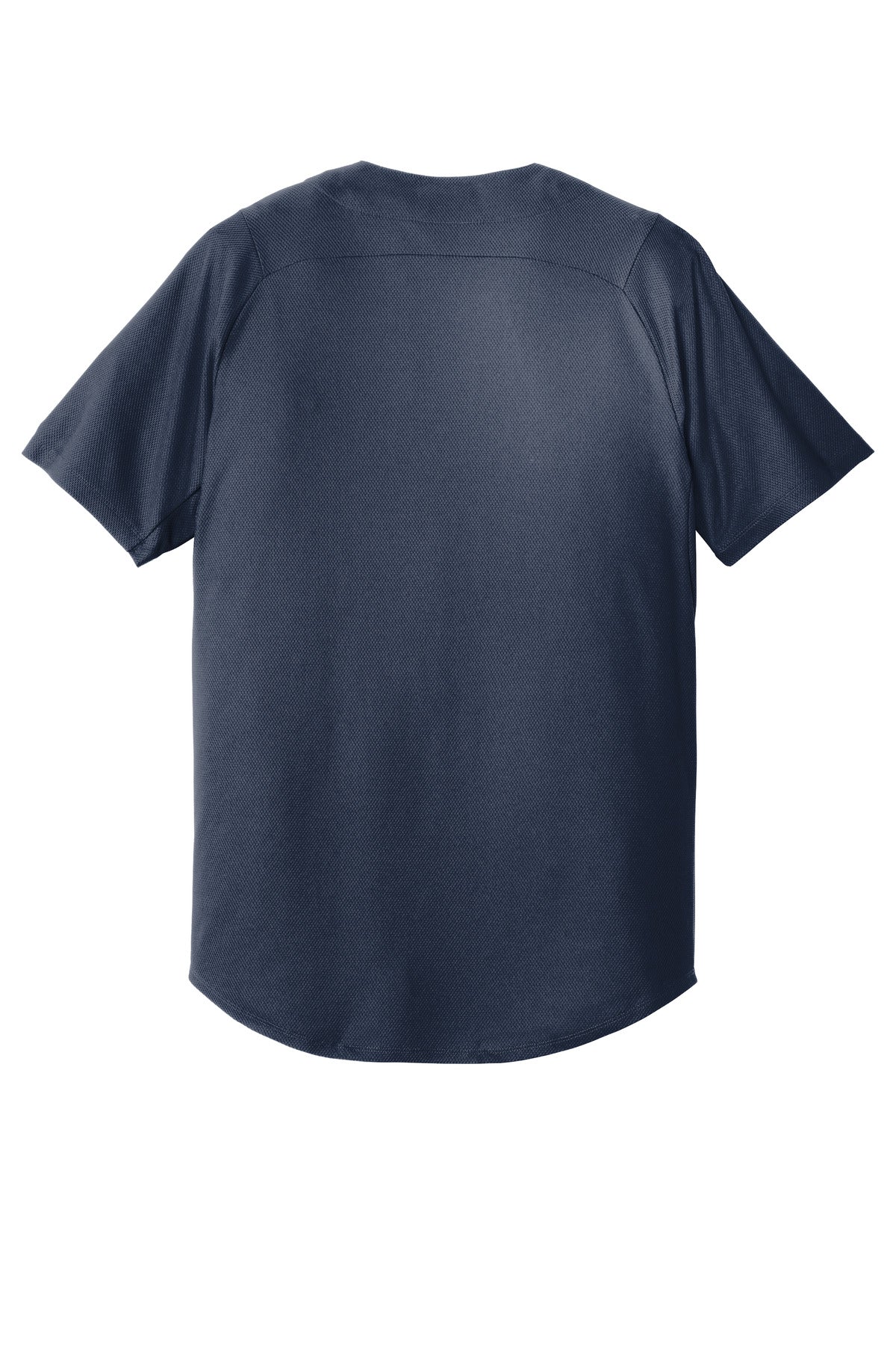 Rear View of True Navy New Era Diamond Era Full-Button Jersey. NEA220