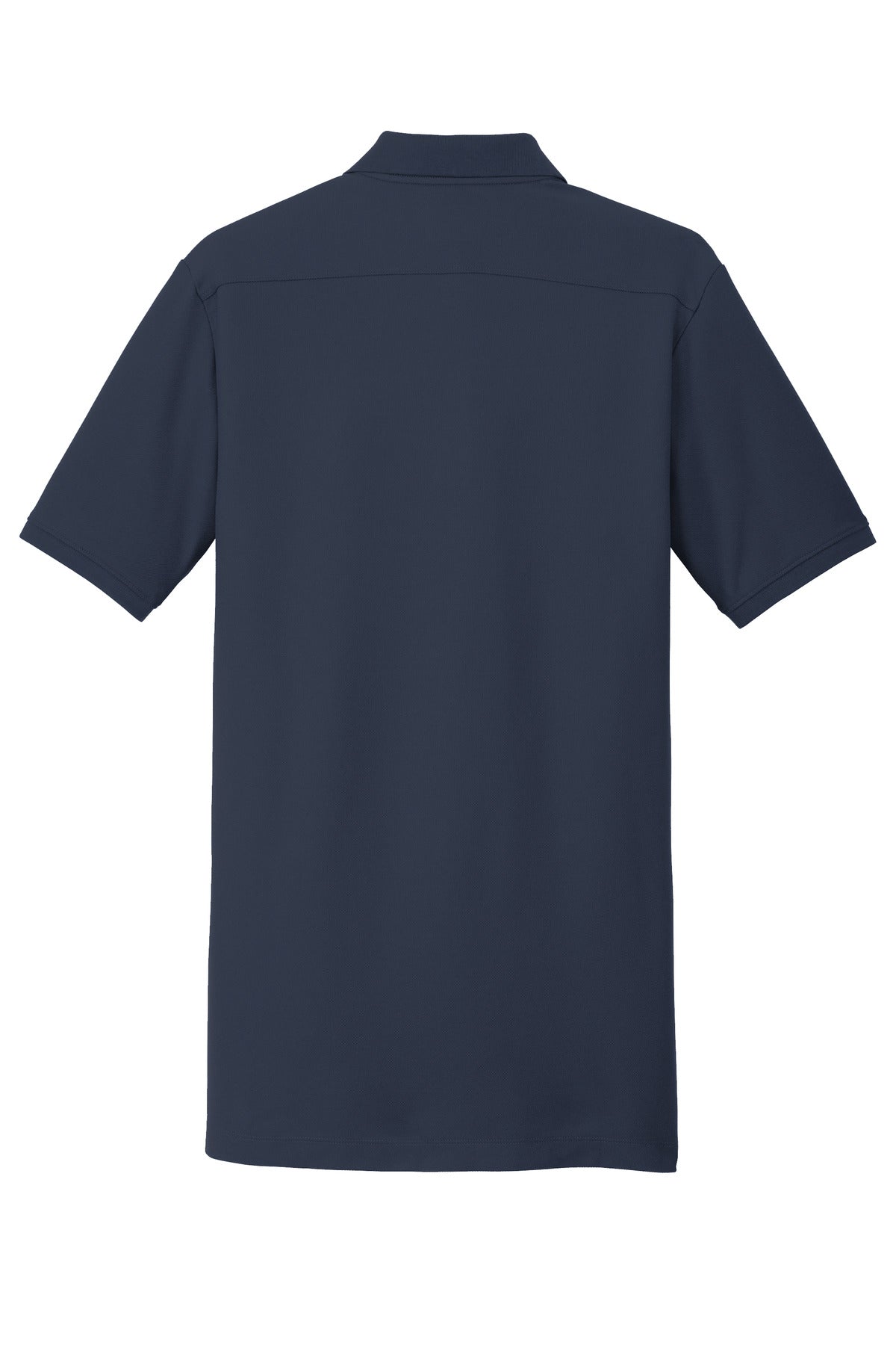 Rear View of True Navy New Era Venue Home Plate Polo. NEA300