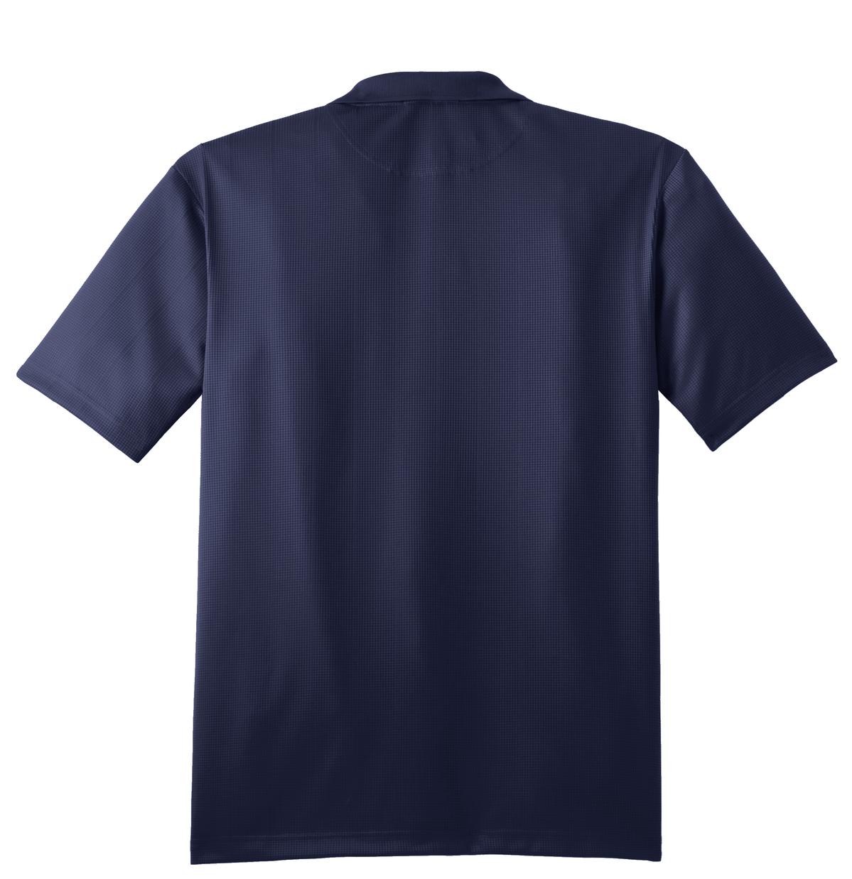 Rear View of True Navy Port Authority Performance Fine Jacquard Polo. K528