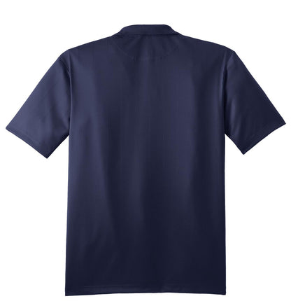 Rear View of True Navy Port Authority Performance Fine Jacquard Polo. K528