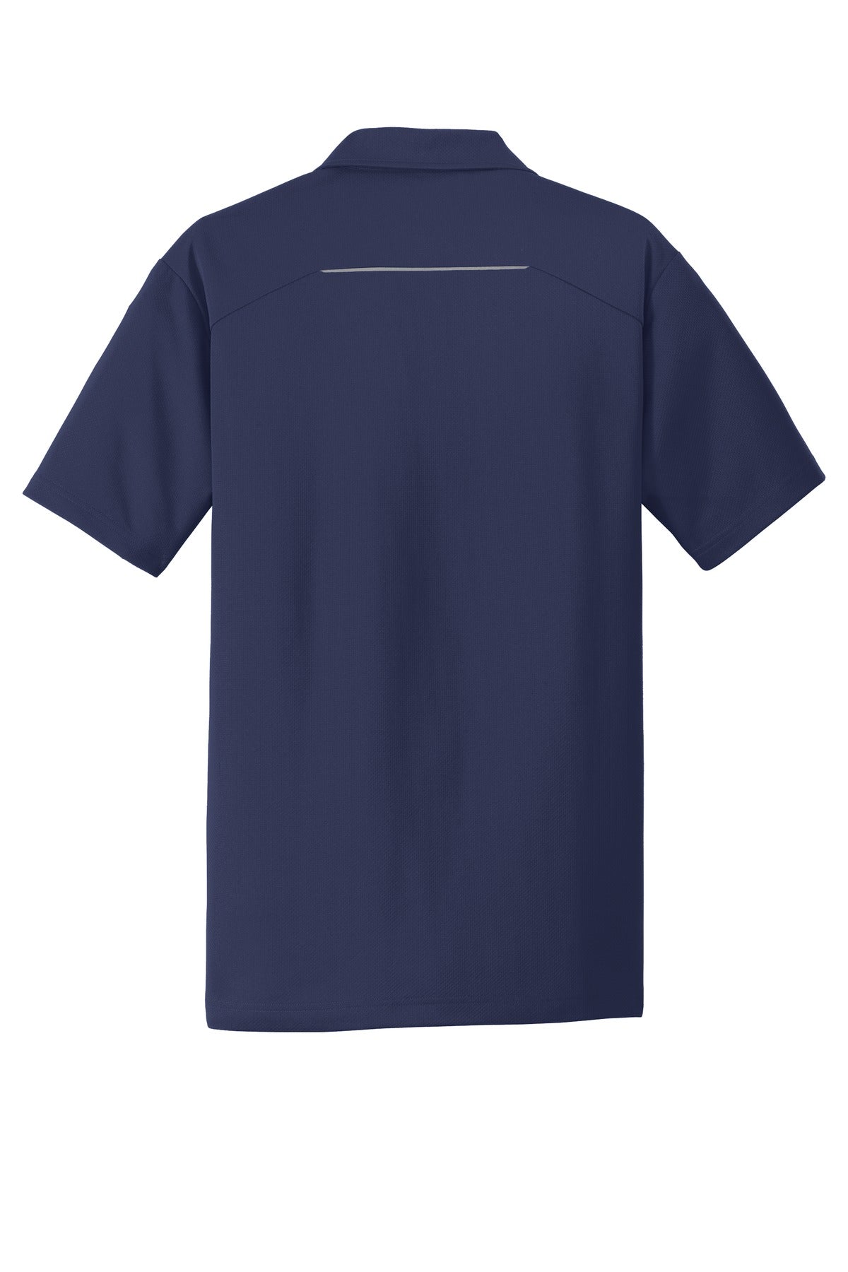 Rear View of True Navy Port Authority Pinpoint Mesh Polo. K580