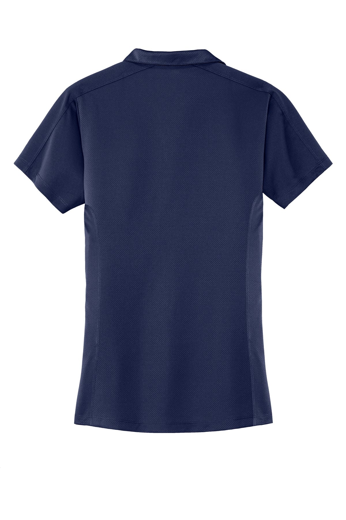 Rear View of True Navy Port Authority Women's Diamond Jacquard Polo. L569