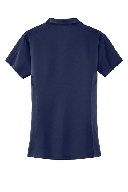 Rear View of True Navy Port Authority Women's Diamond Jacquard Polo. L569