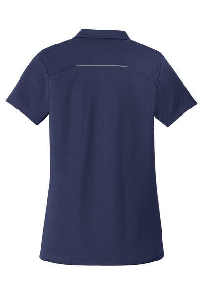 Rear View of True Navy Port Authority Women's Pinpoint Mesh Zip Polo. L580