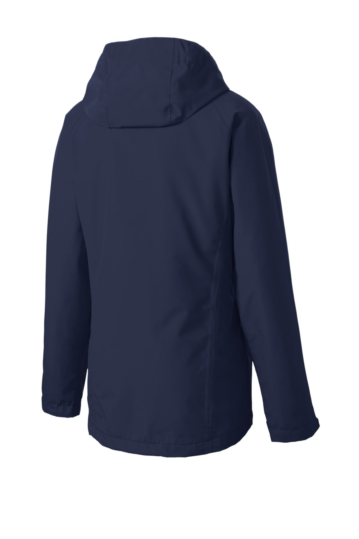 Rear View of True Navy Port Authority Women's Torrent Waterproof Jacket. L333
