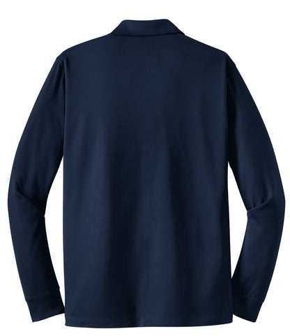 Rear View of True Navy Sport-Tek Long Sleeve Micropique Sport-Wick Polo. ST657