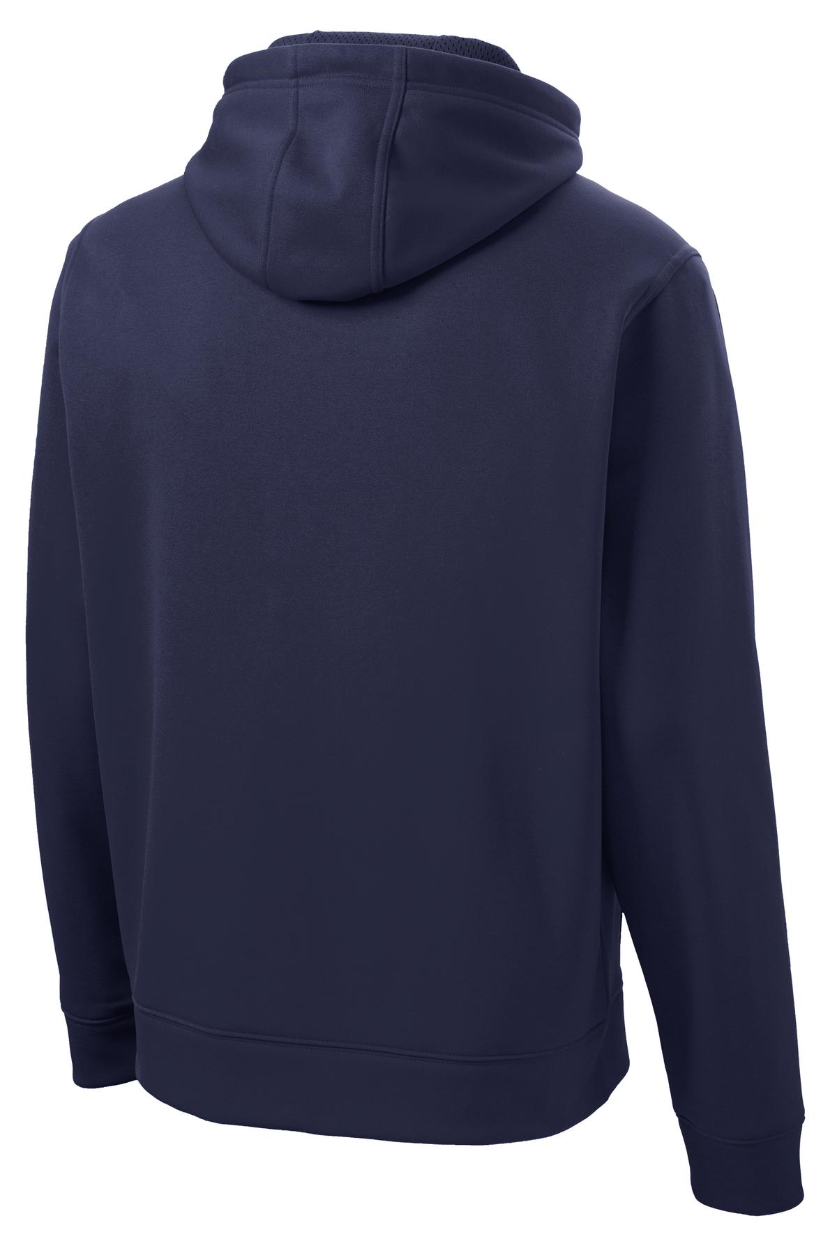 Rear View of True Navy Sport-Tek Repel Fleece Hooded Pullover. ST290
