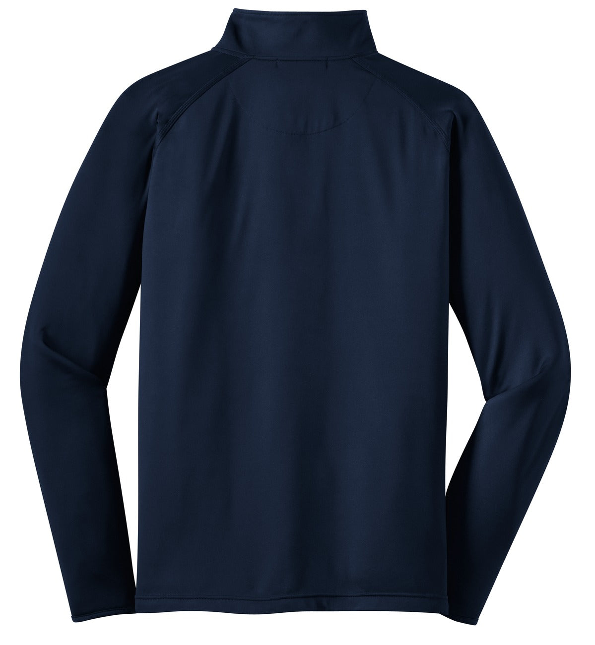Rear View of True Navy Sport-Tek Sport-Wick Stretch 1/4-Zip Pullover. ST850