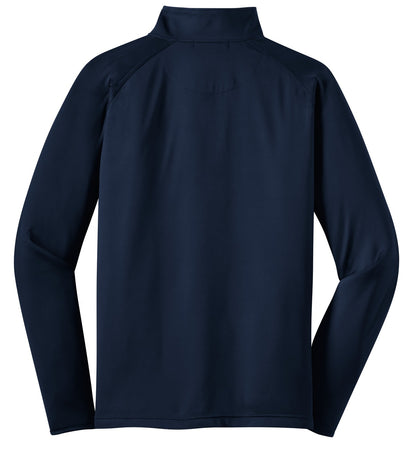 Rear View of True Navy Sport-Tek Sport-Wick Stretch 1/4-Zip Pullover. ST850