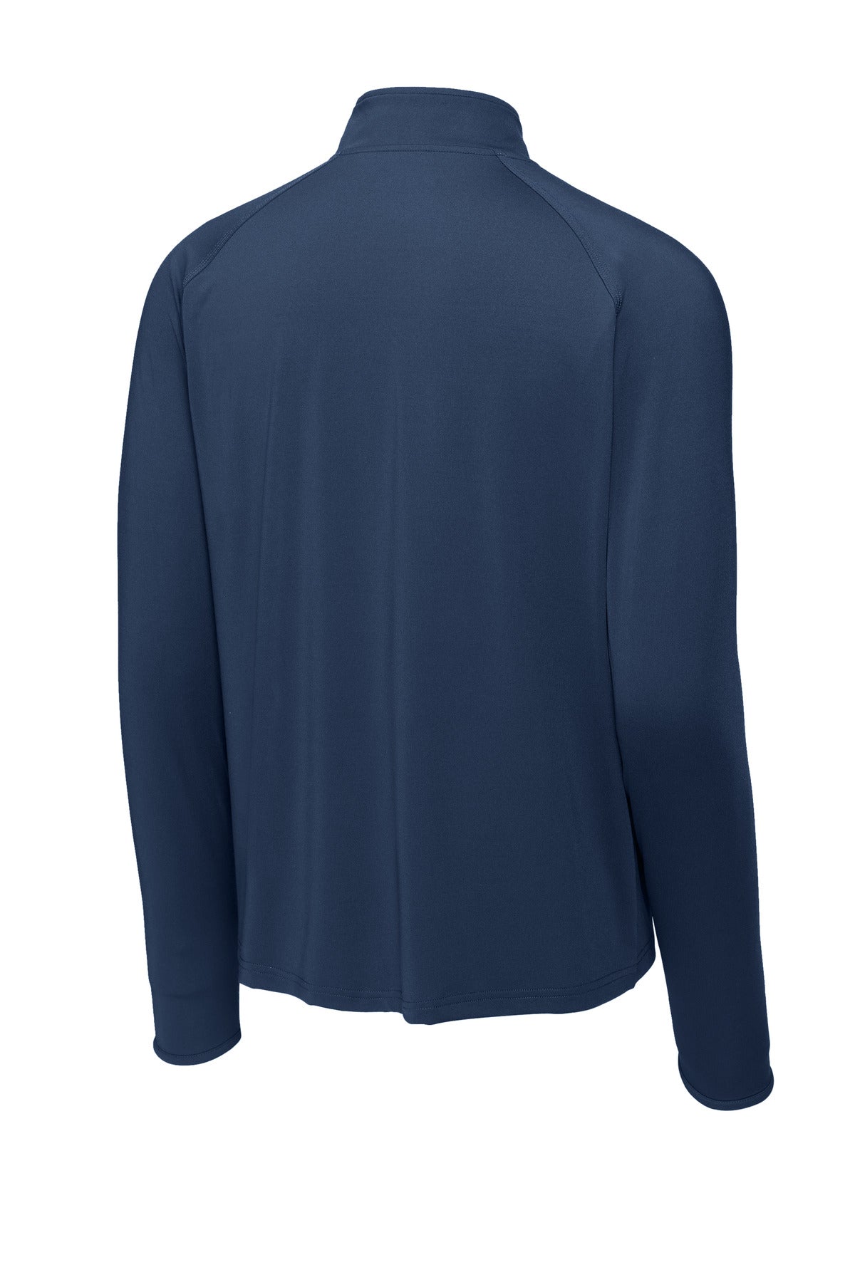 Rear View of True Navy Sport-Tek Sport-Wick Stretch 1/4-Zip Pullover. ST850