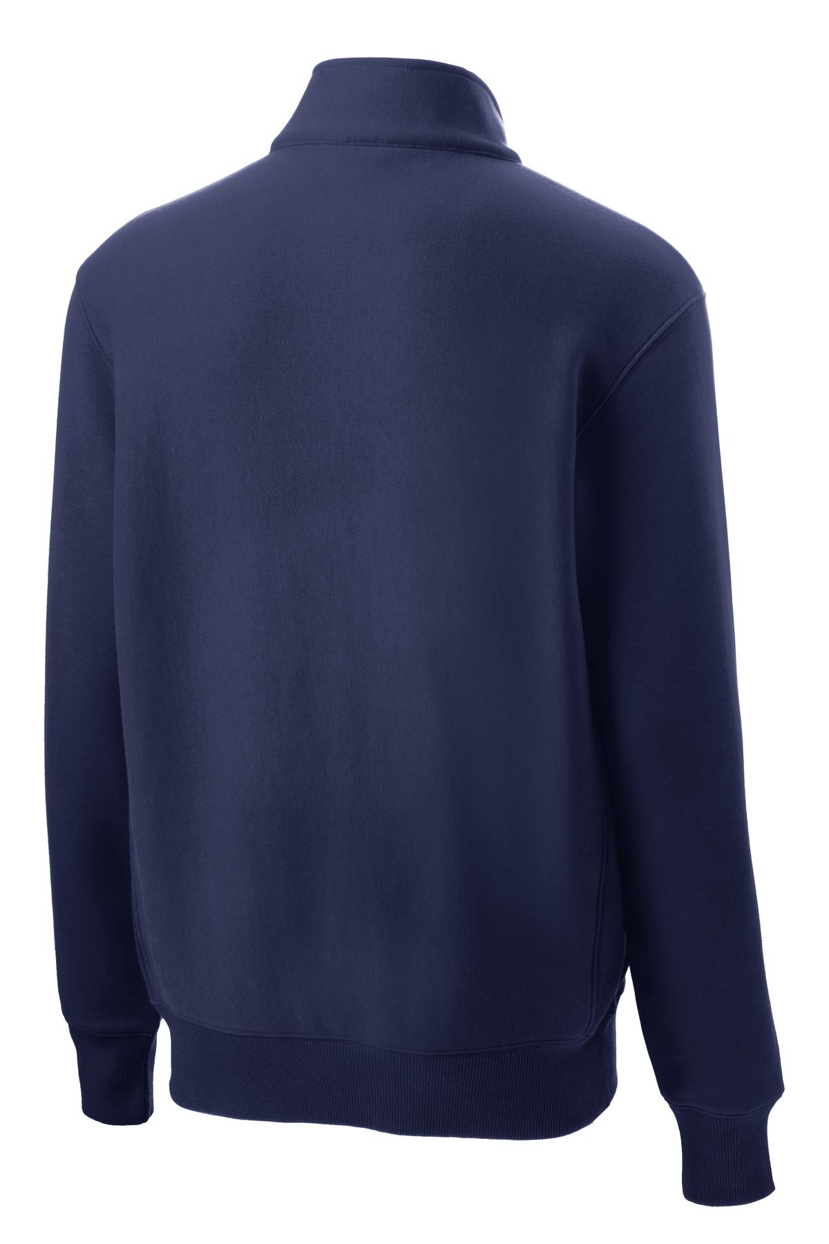 Rear View of True Navy Sport-Tek Super Heavyweight 1/4-Zip Pullover Sweatshirt. ST283