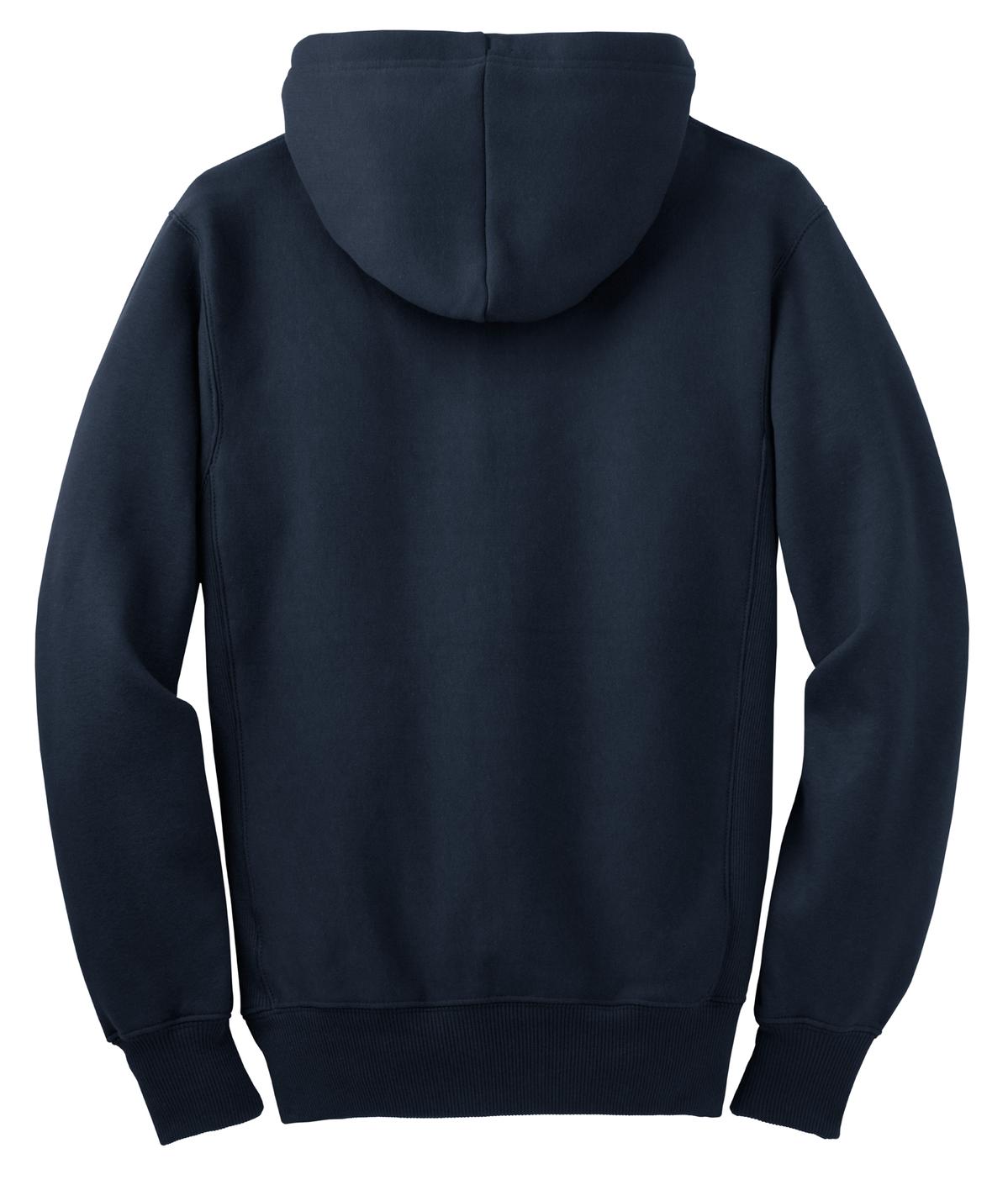 Rear View of True Navy Sport-Tek Super Heavyweight Full-Zip Hooded Sweatshirt. F282