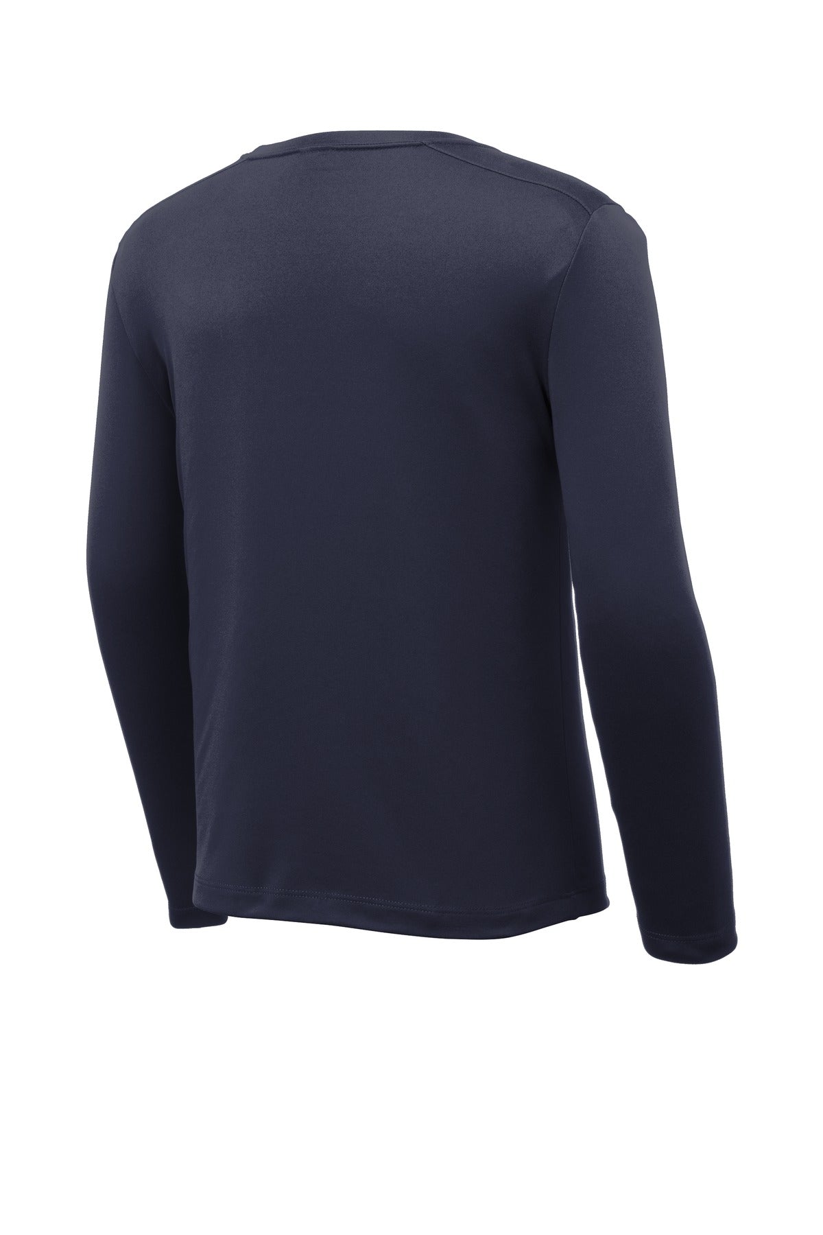 Rear View of True Navy Sport-Tek Youth Posi-UV Pro Long Sleeve Tee. YST420LS