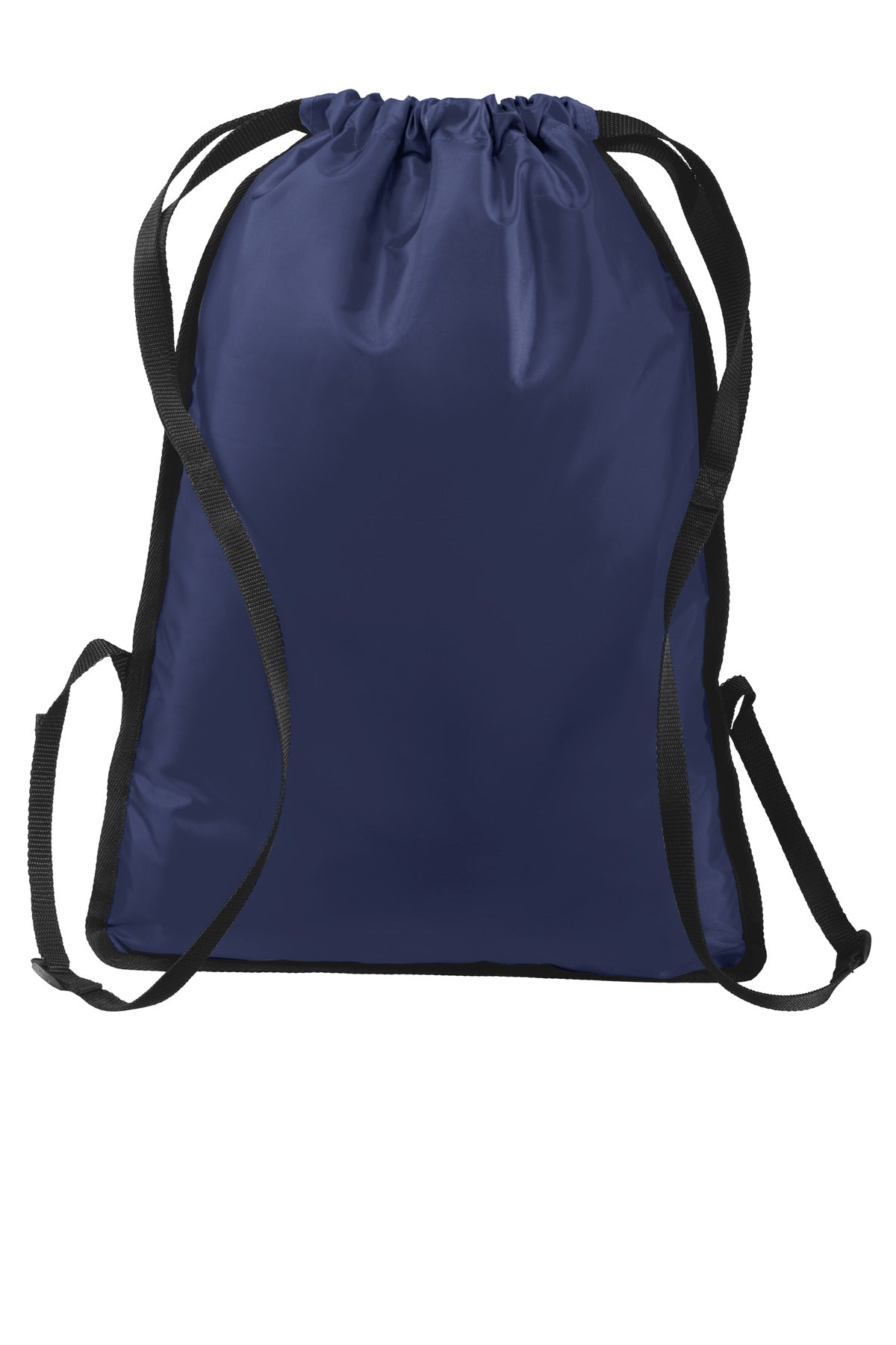 Rear View of True Navy/Blk Port Authority Zip-It Cinch Pack. BG616