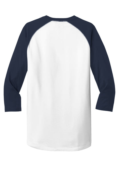 Rear View of True Navy/Wht New Era Heritage Blend 3/4-Sleeve Baseball Raglan Tee. NEA104