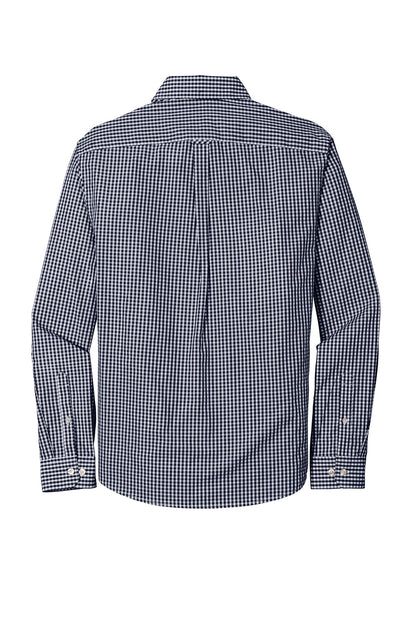 Rear View of True Navy/Wht Port Authority Broadcloth Gingham Easy Care Shirt W644