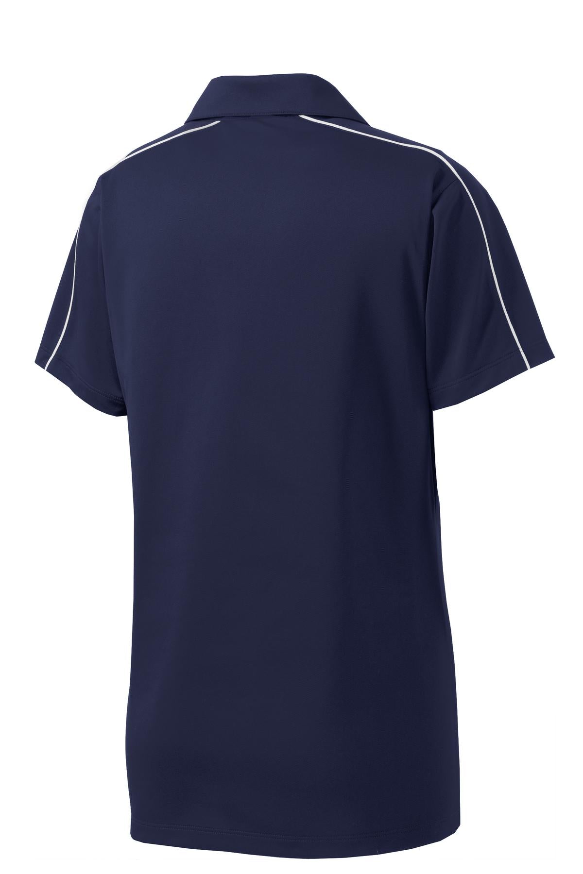 Rear View of True Navy/Wht Sport-Tek Women's Micropique Sport-Wick Piped Polo. LST653