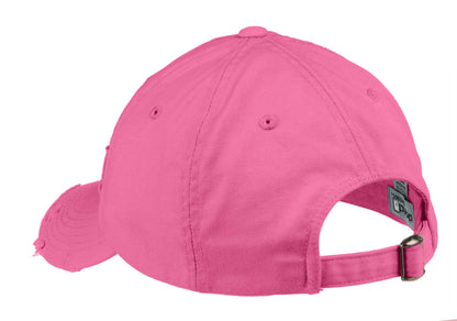 Rear View of True Pink District Distressed Cap. DT600