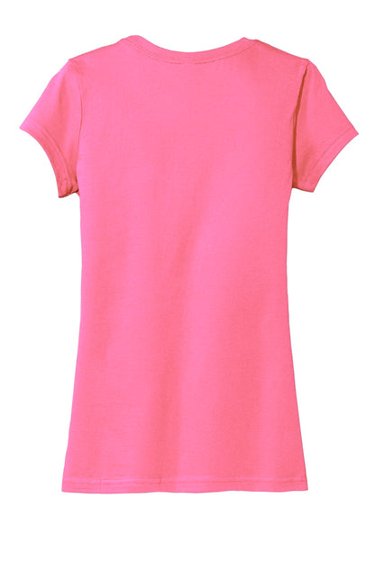 Rear View of True Pink District Women's Fitted Very Important Tee . DT6001