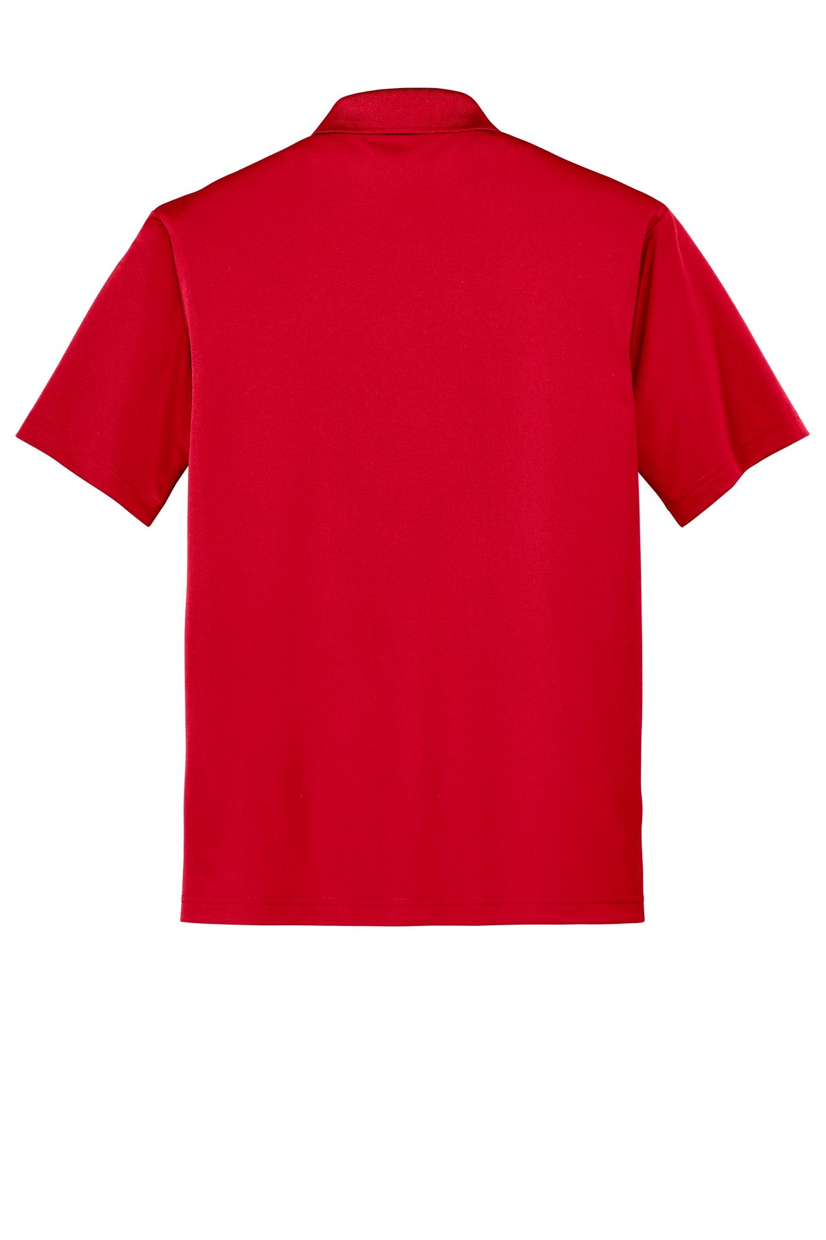 Rear View of True Red CornerStone Micropique Gripper Polo. CS421
