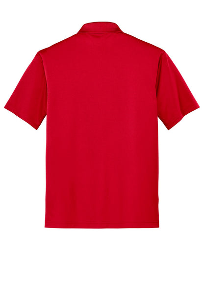 Rear View of True Red CornerStone Micropique Gripper Polo. CS421