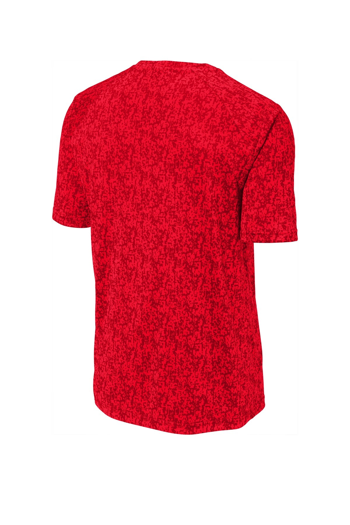 Rear View of True Red Sport-Tek Digi Camo Tee. ST460