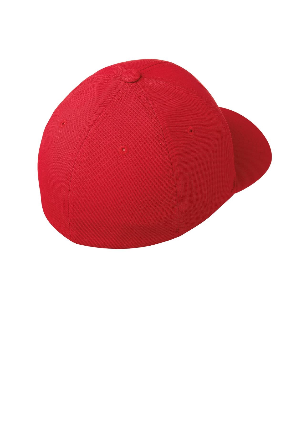Rear View of True Red Sport-Tek Flexfit Performance Solid Cap. STC17