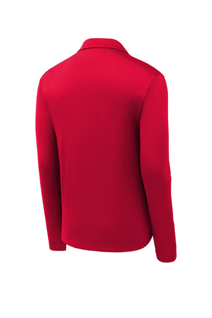 Rear View of True Red Sport-Tek Posi-UV Pro Long Sleeve Polo. ST520LS