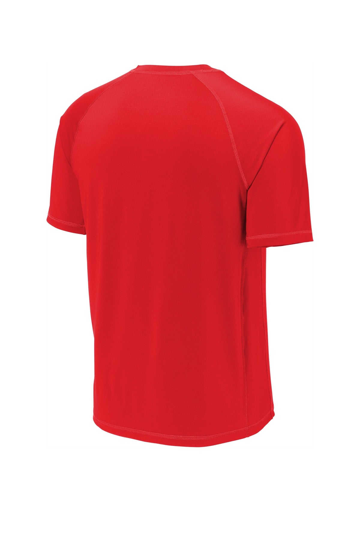 Rear View of True Red Sport-Tek Rashguard Tee. ST470