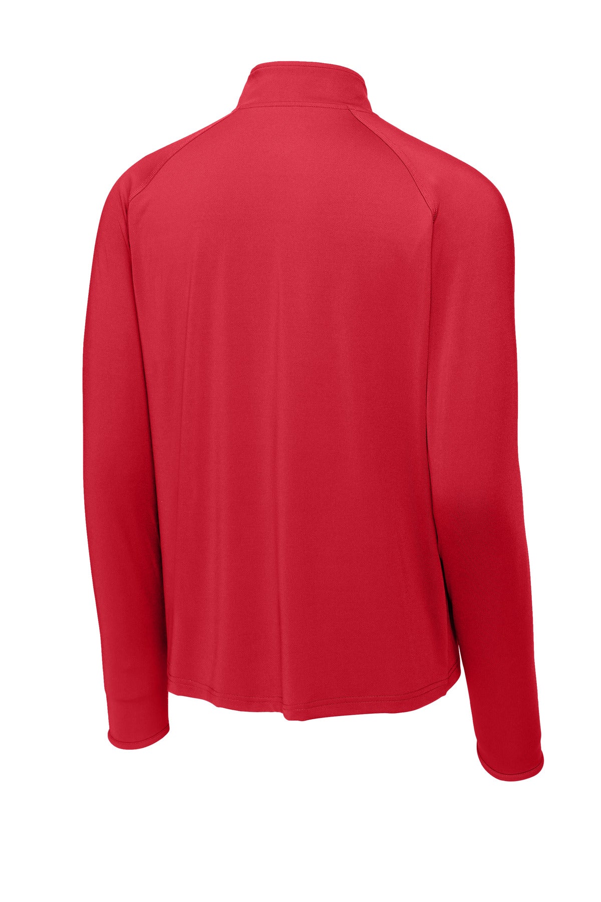Rear View of True Red Sport-Tek Sport-Wick Stretch 1/4-Zip Pullover. ST850