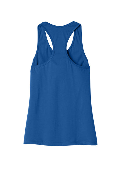 Rear View of True Royal BELLA+CANVAS Women's Jersey Racerback Tank. BC6008
