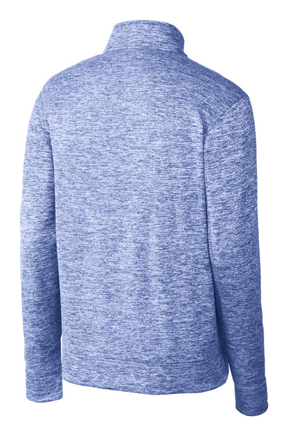 Rear View of True Royal Ele Sport-Tek PosiCharge Electric Heather Fleece 1/4-Zip Pullover. ST226