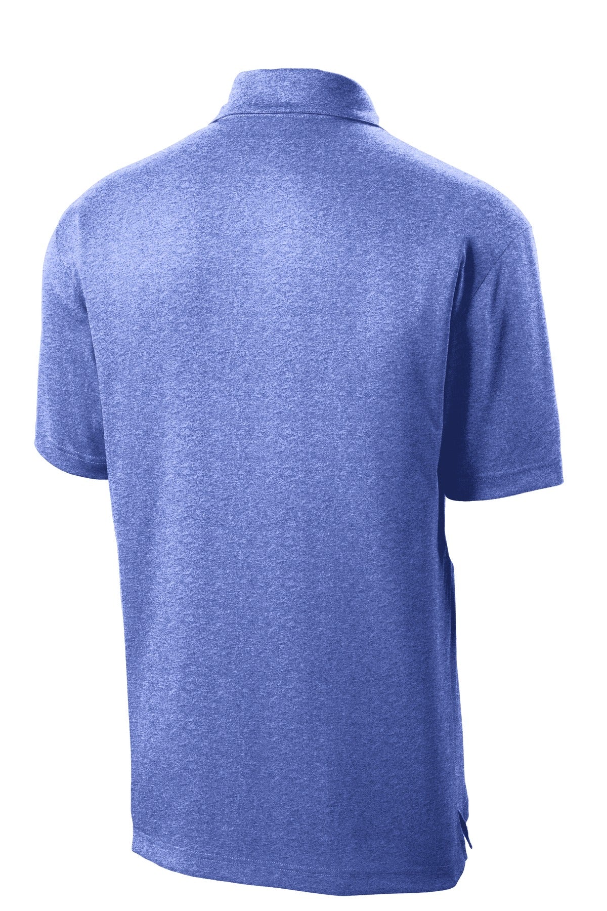 Rear View of True Royal Hth Sport-Tek Heather Contender Polo. ST660