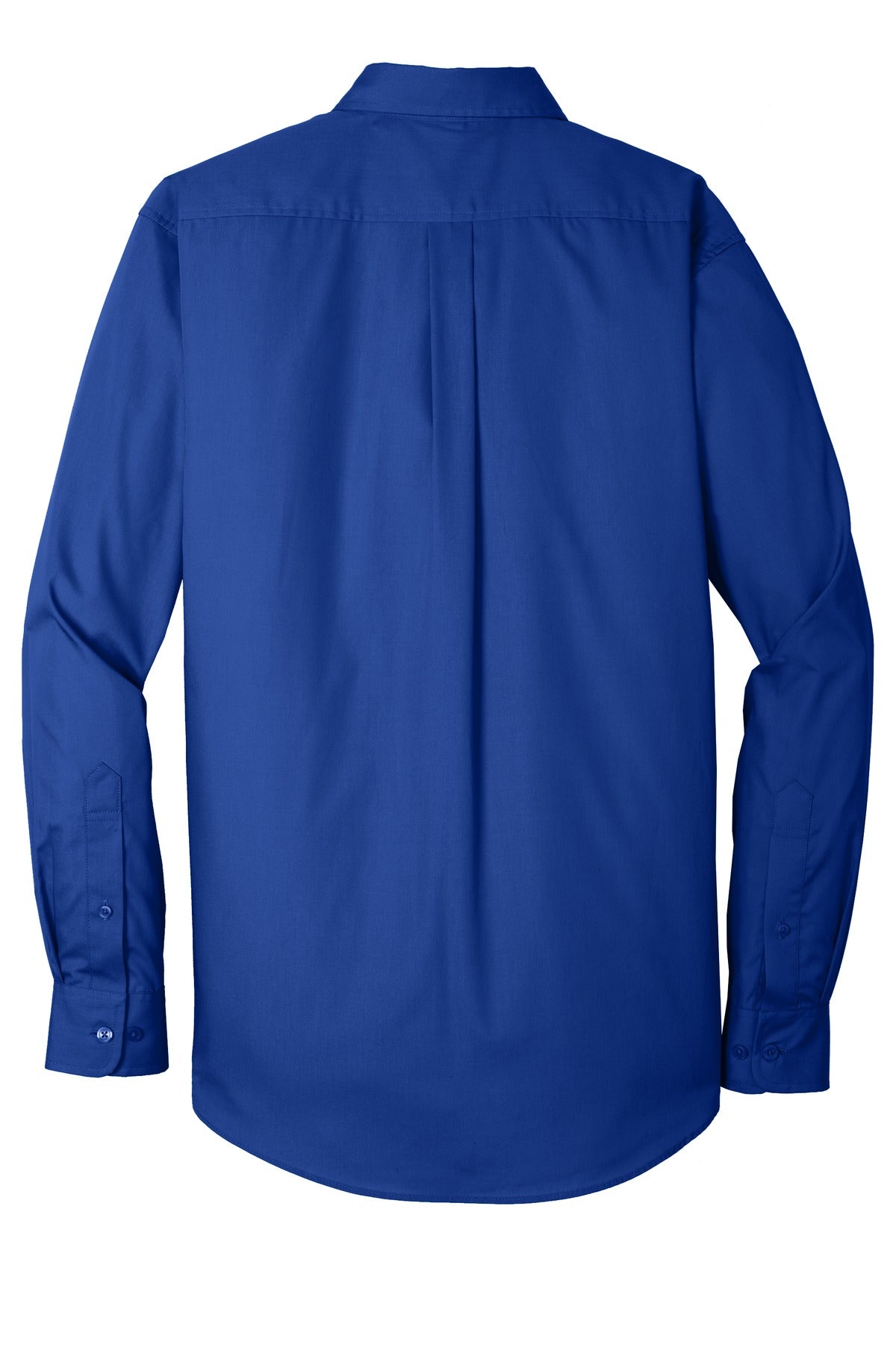 Rear View of True Royal Port Authority Tall Long Sleeve Carefree Poplin Shirt. TW100