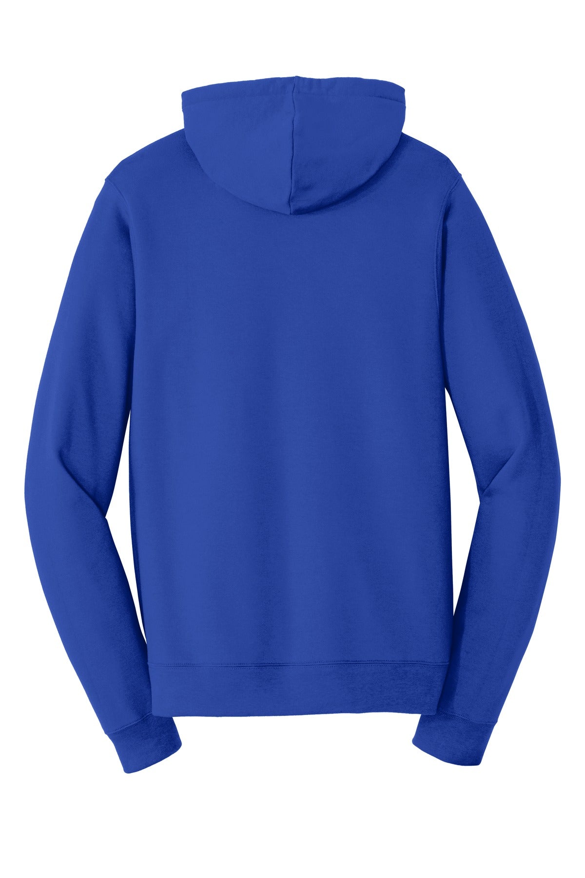 Rear View of True Royal Port & Company Fan Favorite Fleece Pullover Hooded Sweatshirt. PC850H
