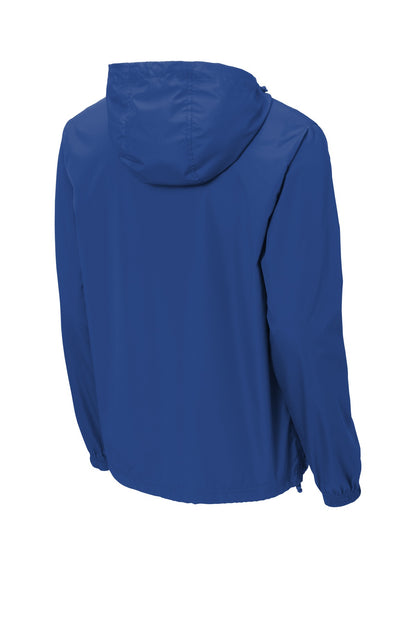 Rear View of True Royal Sport-Tek Packable Anorak. JST66