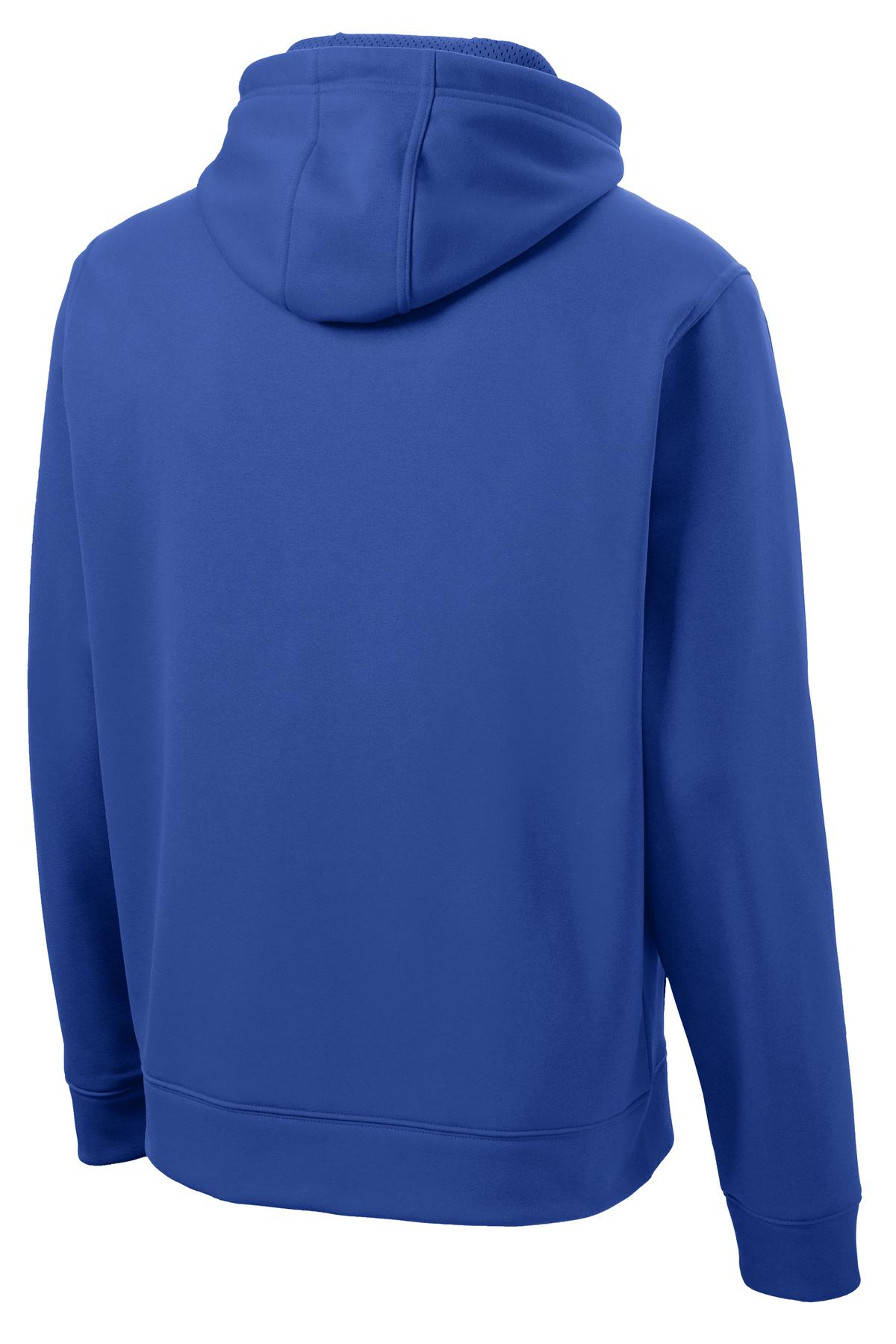 Rear View of True Royal Sport-Tek Repel Fleece Hooded Pullover. ST290