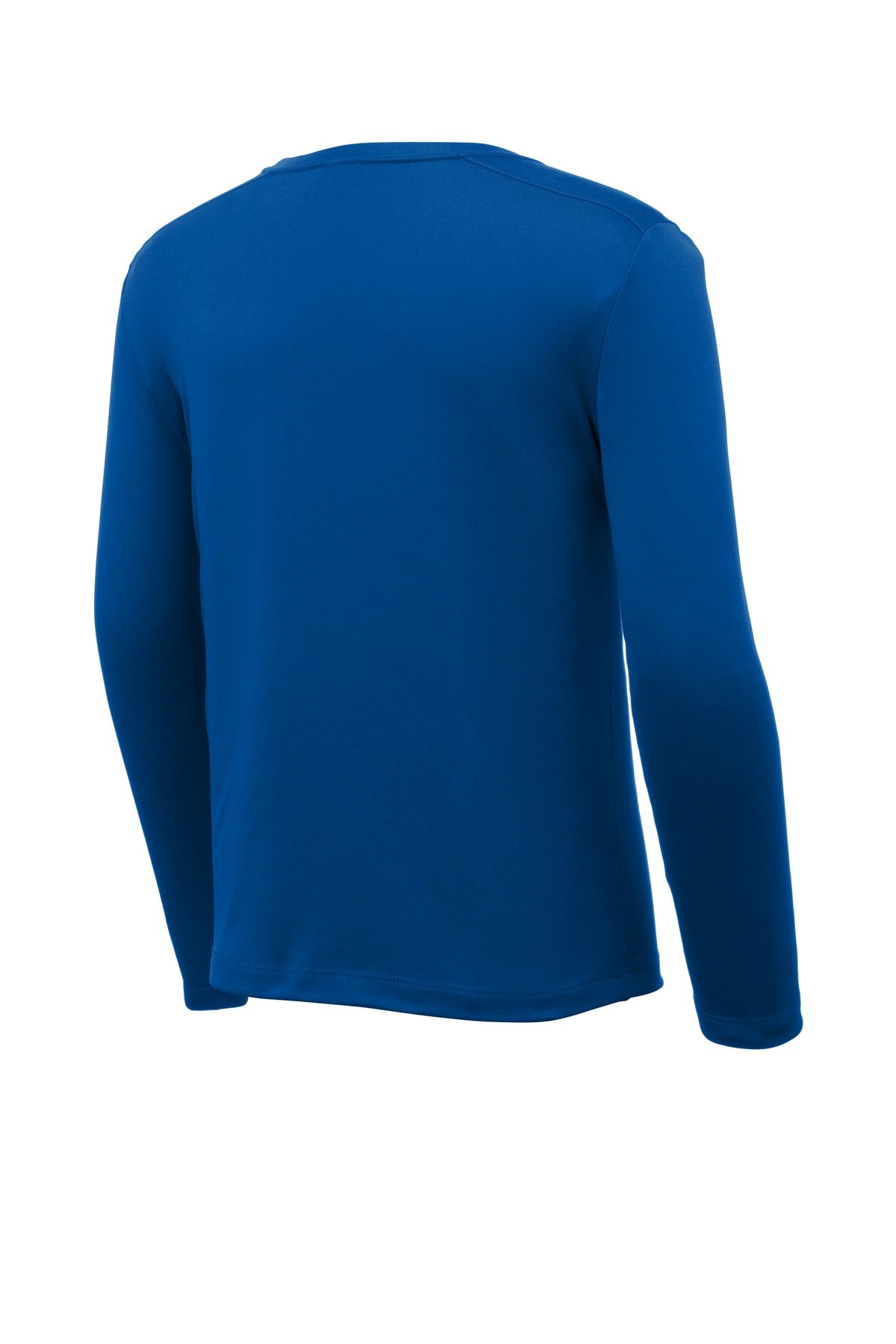Rear View of True Royal Sport-Tek Youth Posi-UV Pro Long Sleeve Tee. YST420LS