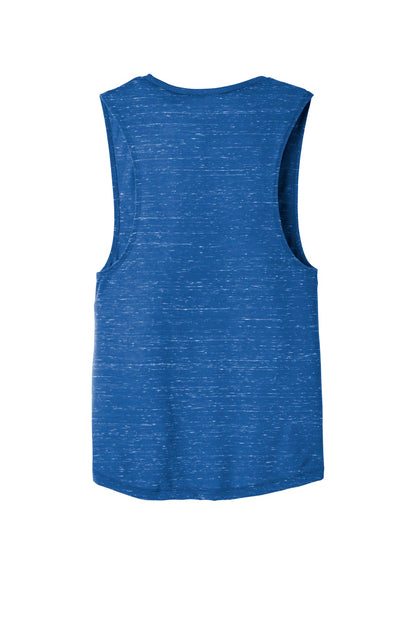 Rear View of True Royl Marb BELLA+CANVAS Women's Flowy Scoop Muscle Tank. BC8803