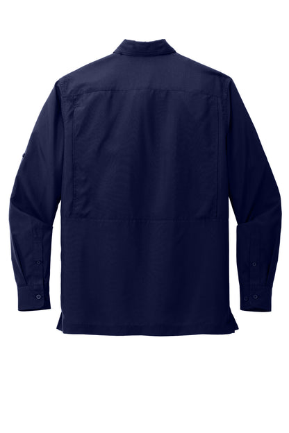 Rear View of TrueNavy Port Authority Long Sleeve UV Daybreak Shirt W960